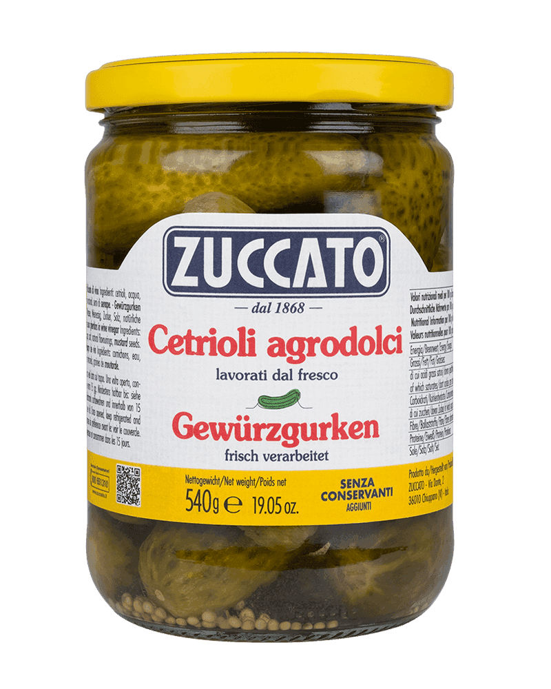 Cetrioli Agrodolci 580ML Zuccato — 580 ml vetro