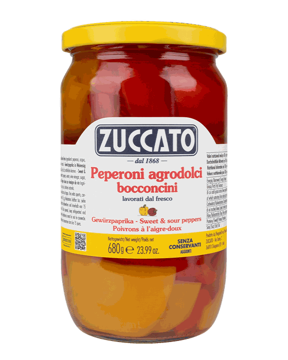 Peperoni agrodolci a bocconcini 720ML Zuccato — 720 ml vetro