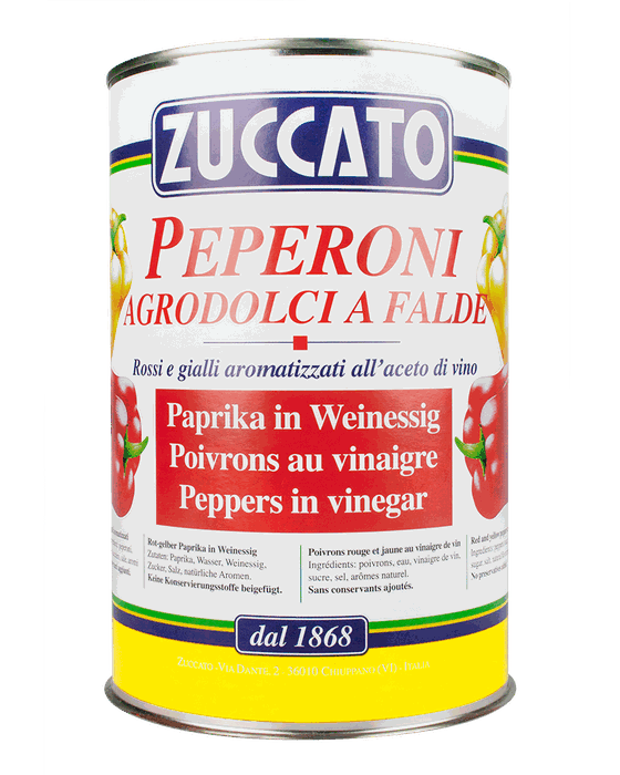 Peperoni agrodolci a falde 4250ML Zuccato — Lattina 4,25 L