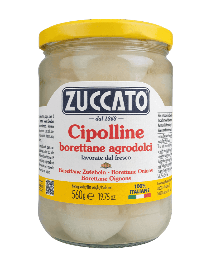 Cipolline borettane agrodolci olio semi girasole 580ML Zuccato — 580 ml vetro