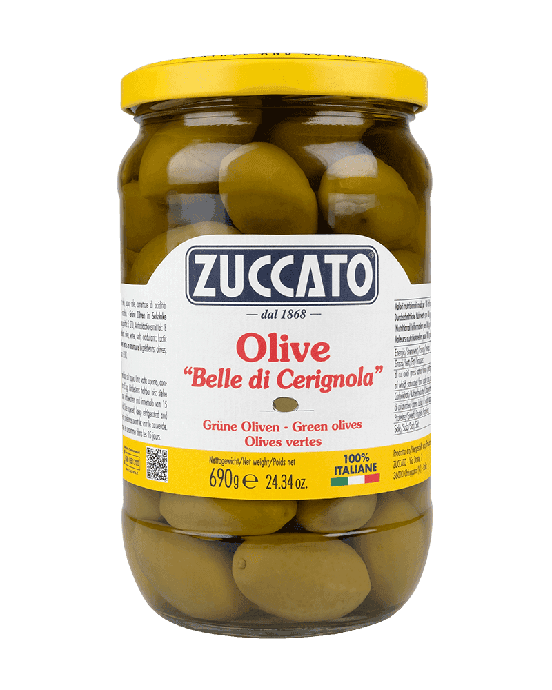 Olive Belle di Cerignola 90/100 pz/kg 720ML Zuccato — 720 ml vetro