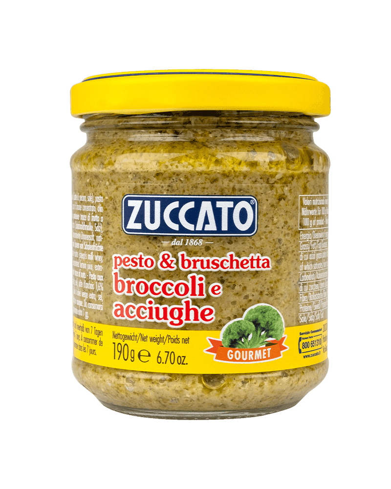 Pesto Broccoli e Acciughe 212ML Zuccato — 212 ml vetro