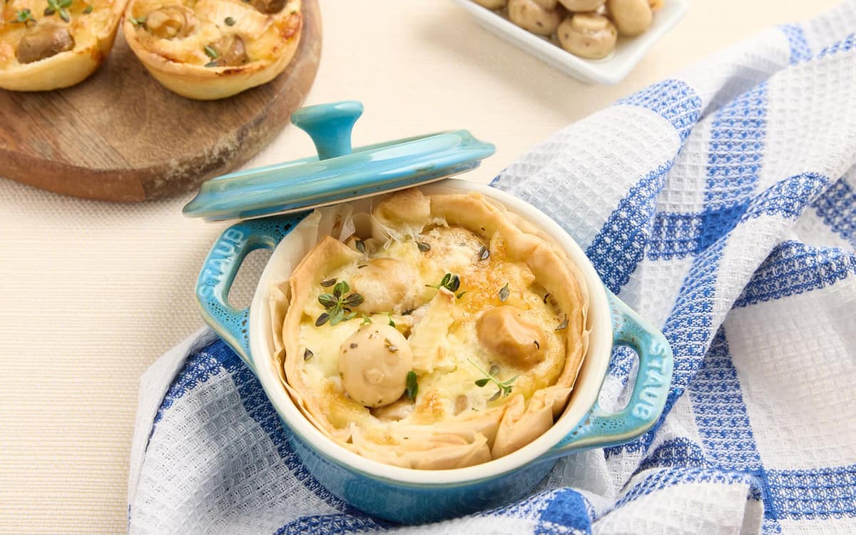 Cestini di brisée con brie e funghetti Zuccato