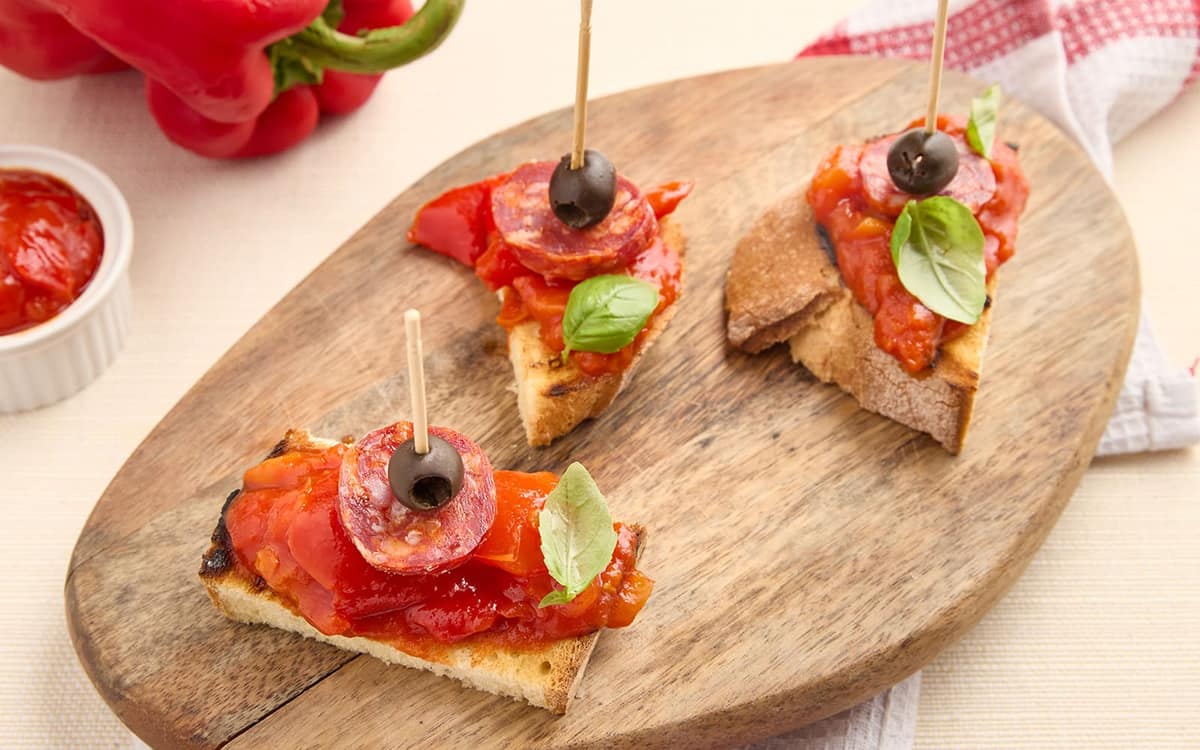 Crostino peperonata e chorizo Zuccato