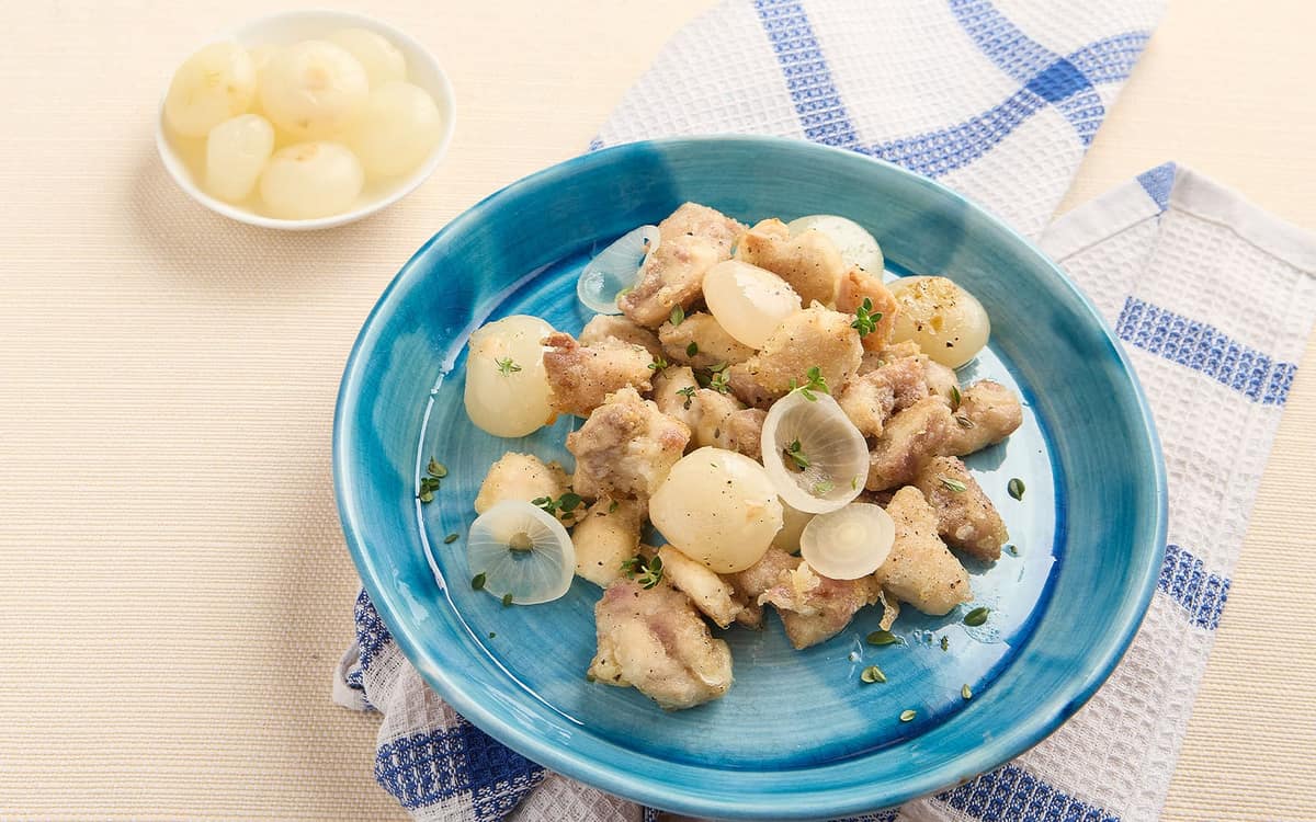Bocconcini di pollo con cipolline Borettane Zuccato