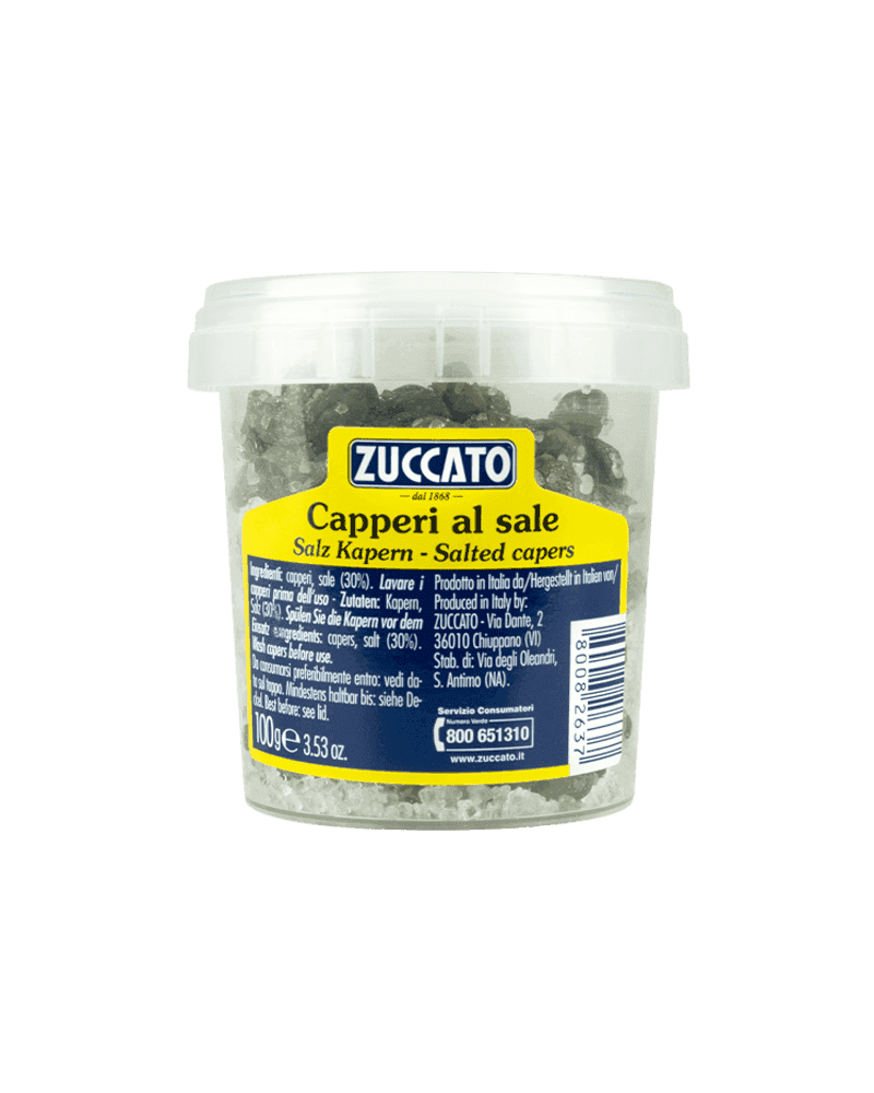 Capperi al sale 4/7 mm 155ML Zuccato — 155 capperi al sale