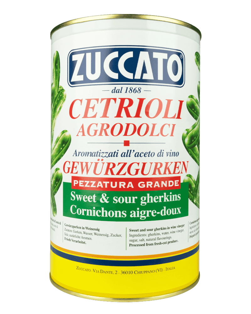 Cetrioli Agrodolci Pezzatura grande 4250ML Zuccato — Lattina 4,25 L