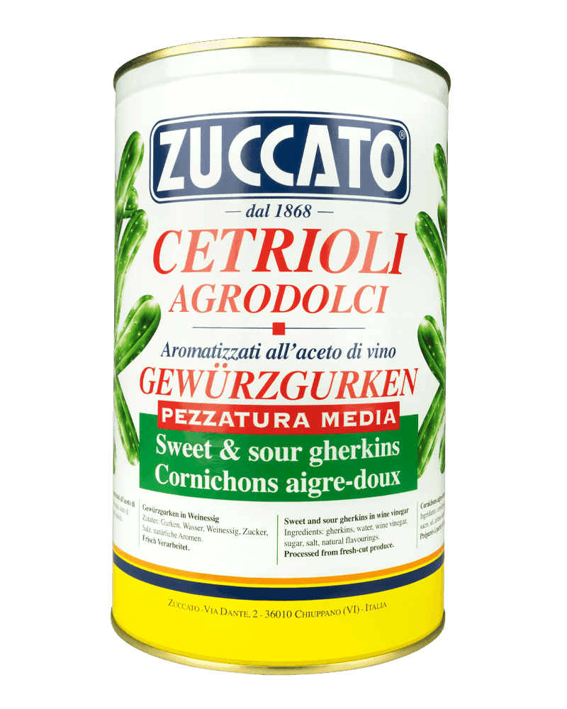 Cetrioli Agrodolci Pezzatura media 4250ML Zuccato — Lattina 4,25 L