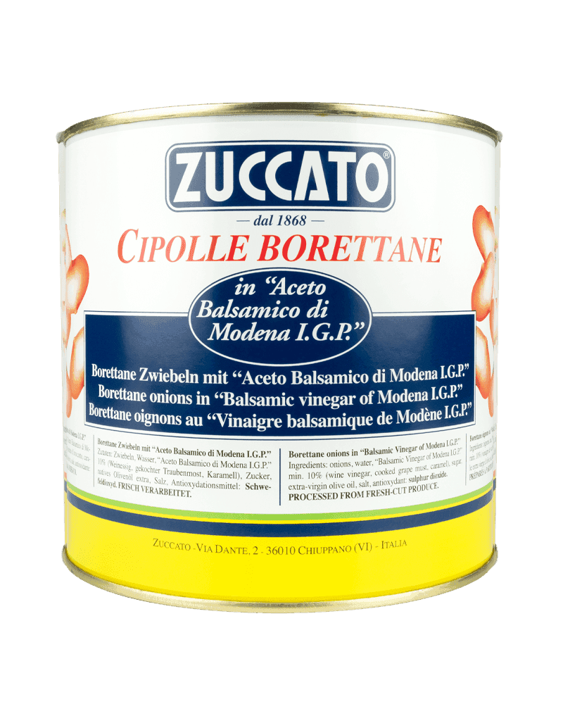 Cipolline borettane in aceto balsamico di Modena I.G.P. 2650ML Zuccato — Lattina 2,65 L