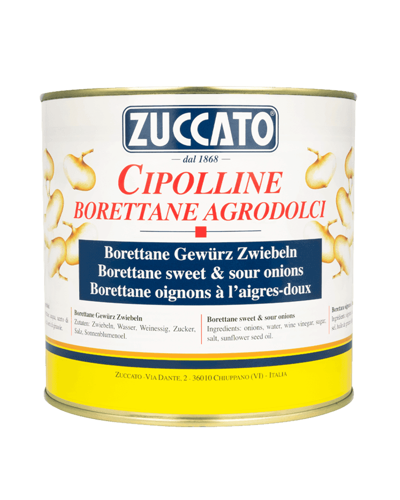 Cipolline borettane agrodolci olio semi girasole 2650ML Zuccato — Lattina 2,65 L