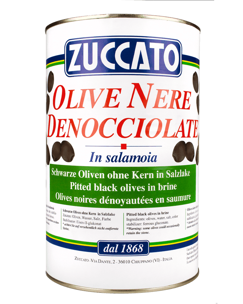 Olive nere denocciolate 4250ML Zuccato — Lattina 4,25 L