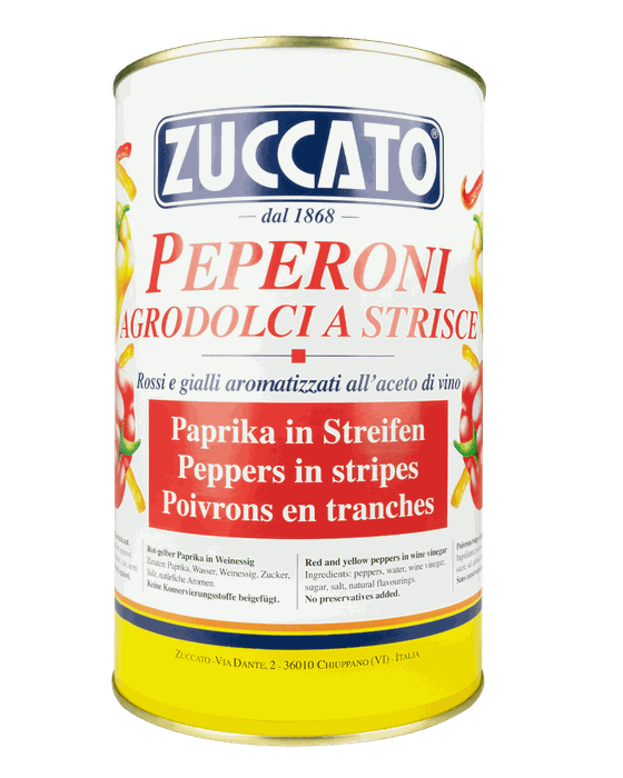 Peperoni agrodolci strisce 4250ML Zuccato — Lattina 4,25 L